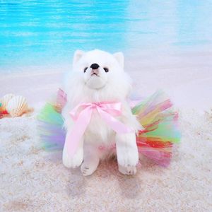 Hondenkleding Aantrekkelijke zomer Fluffy Pet Puppy Princess Princess Dress Polyester Bow-Knot Decor