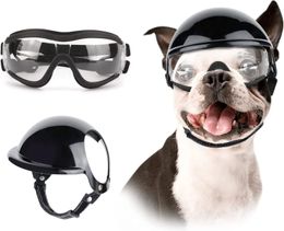 Hondenkleding ATUBAN Hondenhelm en zonnebril voor honden UV-bescherming Hondenbril Sporthoed voor hondenbrillen Motor Harde veiligheidshoed 231207