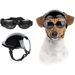 Vêtements pour chiens ATUBAN Petites lunettes avec casque Protection UV Réglable Doggy Sungalsses Coupe-vent Antibuée Moto Chiot Lunettes