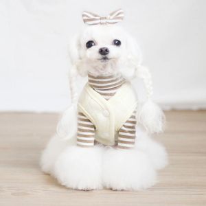 Vêtements pour chiens automne et hiver 2024 ours en peluche broderie chaude épaisse gilet en daim chat de Poméranie petits vêtements