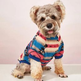 Vêtements pour chiens automne et vêtements d'hiver Vêtements de chat mignon en peluche à rayures en sweat polyester pour animaux de compagnie durables