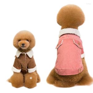 Hondenkleding herfst en winterkleding met pluche corduroy dikke geborsteld jas kattenjack voor kleine honden katoen teddy