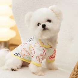 Vêtements pour chiens automne et vêtements d'hiver pour animaux de compagnie colorée de dessin animé chemise petit cardigan de mode de taille moyenne chihuahua yorkshire