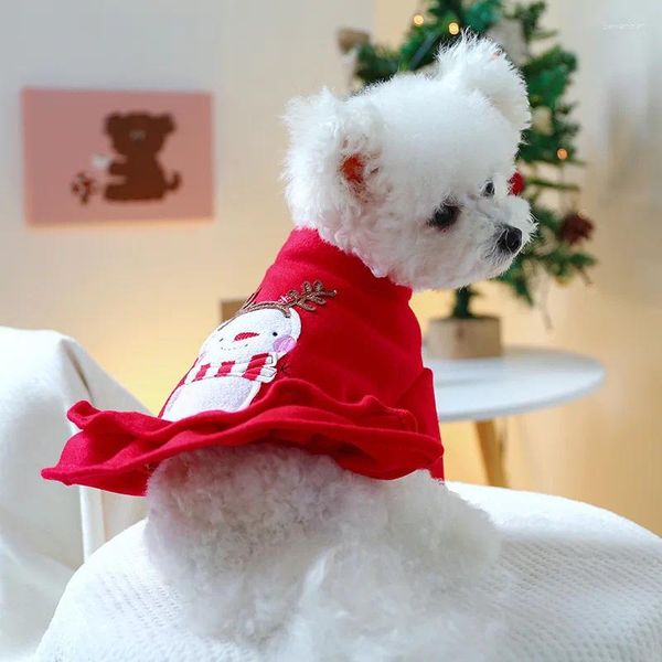 Ropa para perros Otoño e invierno Ropa para mascotas Vestido de Navidad Patrón de muñeco de nieve Pequeño Tamaño mediano Falda linda princesa Chihuahua Yorkshire