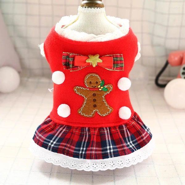 Ropa para perros Producto de otoño e invierno Vestido de rejilla roja Ropa de peluche para perros pequeños Niña Princesa Chihuahua