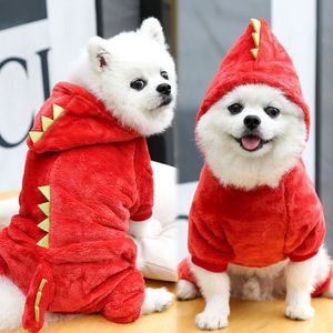 Vêtements pour chiens Automne et hiver chauds pieds à quatre pattes petits chiens et chats de taille moyenne dinosaures transformés en vêtements JY01