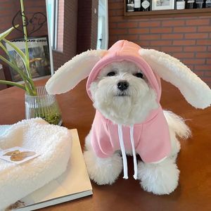 Hondenkleding Herfst Bunny Oren Trui Hoodie Winter Warme Jas Roze Kleding Hondenjas Teddy Bichon Kostuum Dierbenodigdheden Accessoires 231009