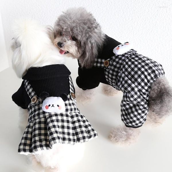 Vêtements pour chiens automne Panda Plaid vêtements chauds et confortables pour animaux de compagnie pour les amoureux robe combinaison de noël chiens