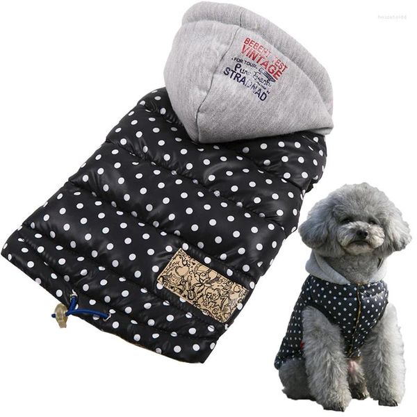 Vêtements pour chiens automne vêtements d'hiver pour petits chiens chaud manteau à capuche imperméable Chihuahua bouledogue français veste à pois vêtements pour chiots