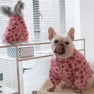 Vêtements pour chiens automne vêtements d'hiver chaud imprimé léopard manteau pour animaux de compagnie petits chiens de taille moyenne coupe-vent épaissi confortable veste de chiot en peluche