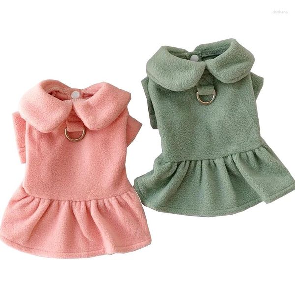 Vêtements pour chiens automne d'hiver toison robe animale robes pour petits chiens jupe princesse de Noël boucle de traction de couleur solide chiot