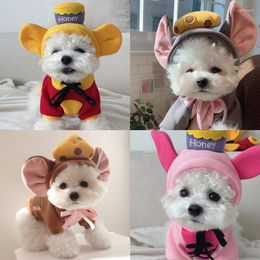 Vêtements pour chiens automne hiver Kawaii dessin animé ours/cochon/champignon conception deux pieds à capuche chats chiens en plein air chaud jeu de rôle vêtements pour animaux de compagnie