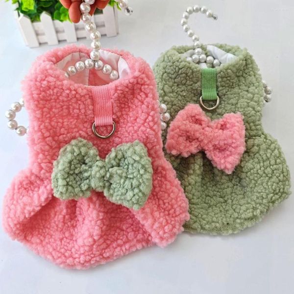 Vêtements pour chiens Automne Hiver Vêtements pour animaux de compagnie Jupe courte en peluche Solide Petite robe de taille moyenne Mignon Chiot Gilet Princesse Chihuahua 2023