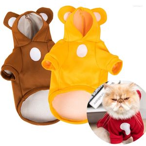 Vêtements pour chiens automne hiver vêtements pour animaux de compagnie chiot chiens sweats à capuche pour petit coupe-vent Chihuahua manteau chaud ours oreilles chat temps froid Costume