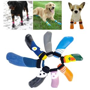 Vêtements de chien automne hiver chaussures pour animaux de compagnie chaussettes 4 pièces/ensemble antidérapant imperméable petite pluie bottes de neige en caoutchouc coton