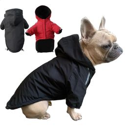 Cão vestuário outono inverno pet impermeável casaco quente algodão jaqueta com capuz o rosto pequenos cães gato roupas reflexivas 231102