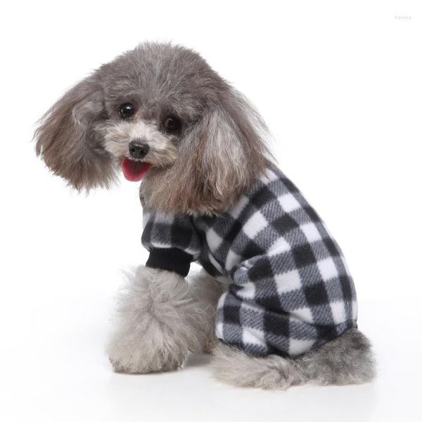 Vêtements pour chiens automne/hiver Plaid en peluche pyjamas pour animaux de compagnie noir et rouge fournitures manteau de chat Unique pour la maison vêtements chauds à la mode