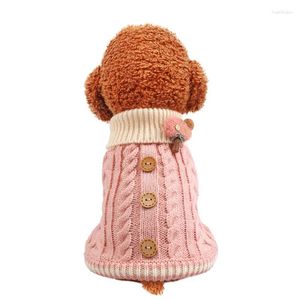 Vêtements pour chiens automne vêtements chauds chauds torsion bouton de nœud pull de bouton de noueur petit chat chiot de chat