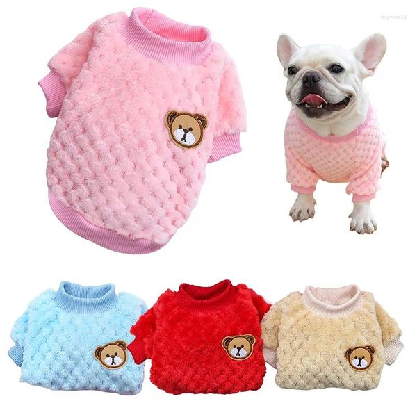 Ropa para perros Otoño Invierno Cálido Mascotas Perros Ropa Chaleco Oso Bordado Ropa para Cachorros Suministros para gatos engrosados