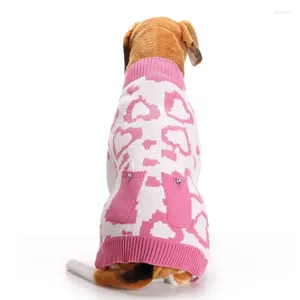Hondenkleding herfst/winterwol huisdier truien schattige kerst liefde foto breien trui voor middelgrote en grote kleding (roze)