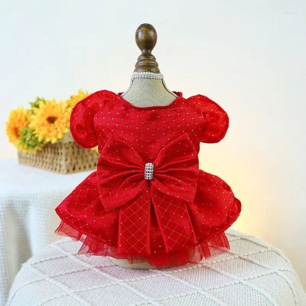 Vêtements pour chiens Babysbreath Robe de mariée Petits vêtements Doux Big Bowknot Vêtements Luxueux Costume de fête de mode Articles pour animaux de compagnie en gros