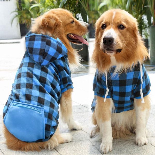 Ropa para perros Baitewei sudadera con capucha azul rejilla negra pequeño y mediano gato otoño invierno cálido lindo bolsillo cremallera suéter ropa