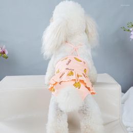 Vêtements pour chiens pantalons physiologiques imprimés banane sangle respirante confortable coton menstruel pour animaux de compagnie