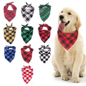 Ropa para perros Bandana Navidad a cuadros de una sola capa bufanda para mascotas Baberos triangulares pañuelo babero para perros pequeños, medianos y grandes Regalo de cumpleaños de Navidad Cuadrado ajustable para cachorros y gatos