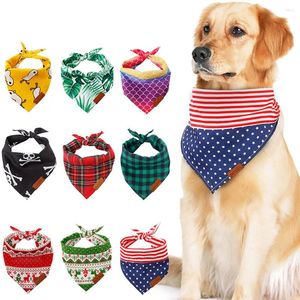 Vêtements pour chiens Bandana Petits grands bavoirs Écharpe de salive Lavable Confortable Coton Plaid Impression Foulard Noeud papillon Accessoires de toilettage