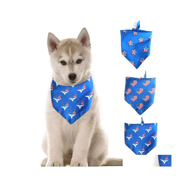 Vêtements pour chiens Bandanas Drapeau américain Écharpes Bavoirs Jour de l'Indépendance 4ème de Jy Accessoires de costume pour animaux de compagnie pour chiens de taille moyenne Drop Deliver Dhib7