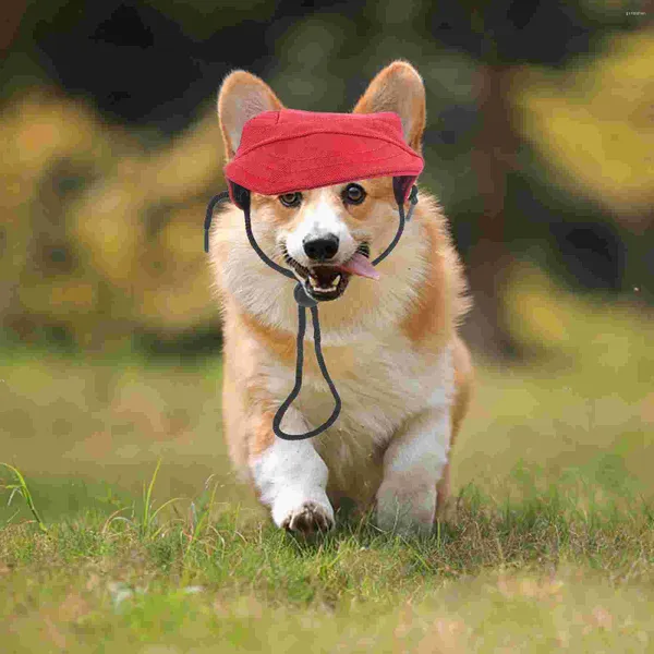 Capas de béisbol de vestimenta de perros con correa de barbilla ajustable para cachorros perros pequeños sombreros deportivos al aire libre oreja de sombrero de sol (tamaño)