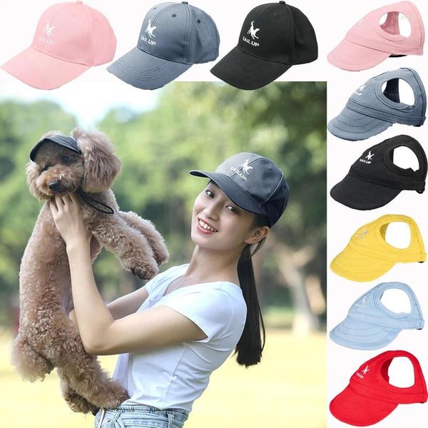 Chapeau de baseball pour chien Chapeau de baseball Parent-Enfant Capuchon extérieur résistant au soleil résistant à l'usure Chapeaux de soleil universels mignons avec trou d'oreille