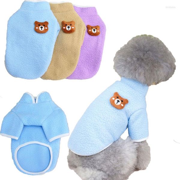 Ropa para perros con patrón de oso, ropa para mascotas de lana, ropa para mascotas, sudaderas con capucha, sudadera para perros pequeños, Yorkie, cachorro, gato, camisa, abrigo, disfraz