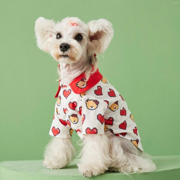 Vêtements pour chiens Ours Imprimer Vêtements en coton Chemise confortable Coustume respirant Durable pour chiot Chiens mignons Belle Accessoires pour animaux de compagnie Fournisseur