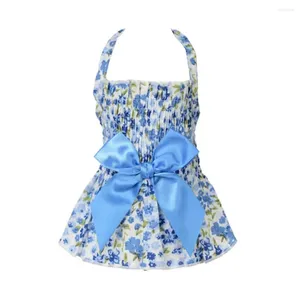 Hondenkleding mooie huisdier halter jurk opvallende decoratieve schattige bowknot bloem afdrukken