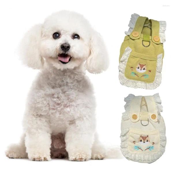 Vêtements pour chiens, belle tenue pour animaux de compagnie, respirant, dessin animé, écureuil, broderie, accessoires de vêtements sans manches