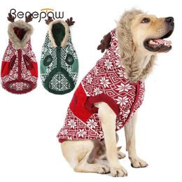 Ropa para perros Benepaw Christmas Dog Sweater Invierno Cálido Reno con capucha Jersey de punto Gato Cachorro Ropa Ropa para mascotas para perros pequeños medianos 231206
