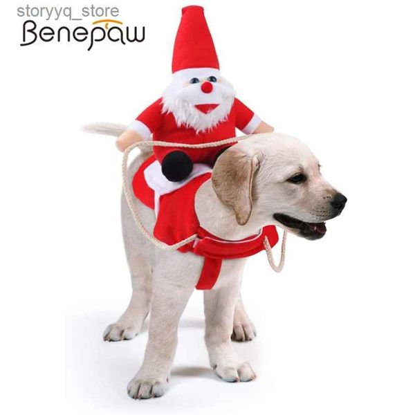 Ropa para perros Benepaw Perro Papá Noel Montando Disfraz de Navidad Divertido Mascota Vaquero Jinete Caballo Traje Cachorro Gatos Ropa Ropa de fiesta Q231025