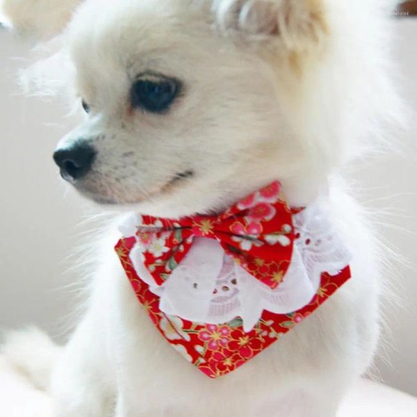 Vêtements pour chiens Bavoir accrocheur texture délicate chiot foulard style japonais tissu résistant aux déchirures chat bandanas décor pour la maison