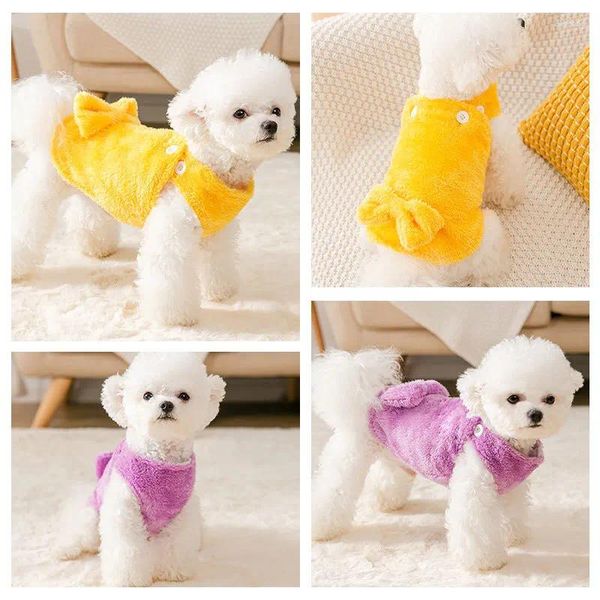 Vêtements pour chiens Big Bow Tie Coral Velvet Chiot Gilet chaud Vêtements Teddy Pet Cat Automne et hiver Vêtements pour chiens