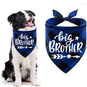 Ropa para perros Big Brother Plaid Bandana Anuncio de embarazo Género Revelar Po Prop Pet Bufanda Accesorios Bufandas