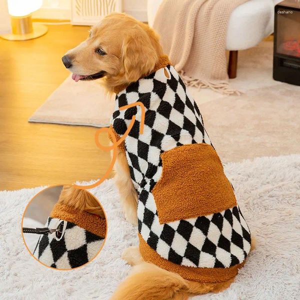 Ropa para perros ropa grande otoño otoño checkerboard checkerboard Velvet Golden Retriever Labrador