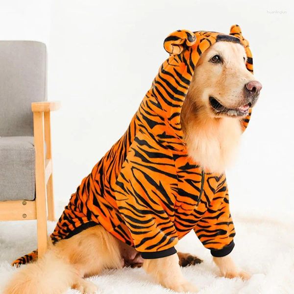 Appareils pour chiens Big Clothes Golden Fur Coat d'hiver moyen grand tigre drôle transformé en sweat à capuche pour empêcher la laine éteinte