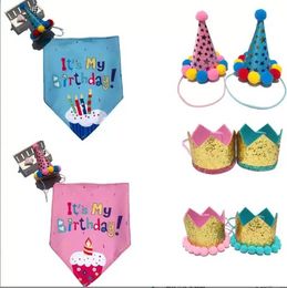 Hondenkleding Verjaardag Bandana Scarf en Girl Boy Birthday Party Hoed met schattige honden Bow Tie kraag voor kleine medium PET C0817X