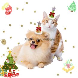 Chien Vêtements Anniversaire Bowknot Arbre De Noël Vacances Chapeau Décoratif Chat Pet Drop Delivery 2022 18Ic7