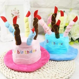 Vêtements de chien Casquettes d'anniversaire Chapeau avec des bougies de gâteau Design Costume de fête Chapeaux de chat Accessoires pour chiens de compagnie pour produits