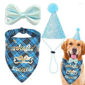 Dog Apparel Birthday Party Decoration Set Pet Triangle Scarf mignon chapeau à noeud papillon Collier Cat Costumes pour les fêtes POGRA