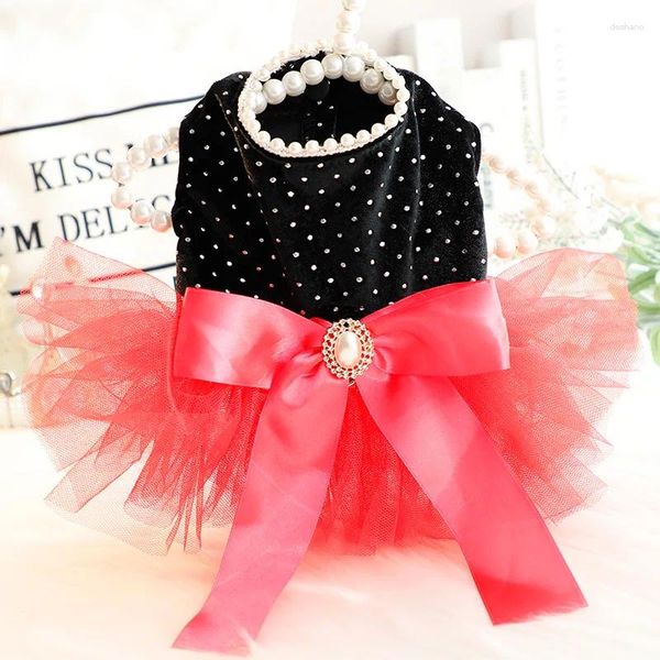 Ropa para perros de color negro de encaje rosa tutu tutu vestidos de dos pies para la ropa para la primavera y el verano mascota fresca linda hembra