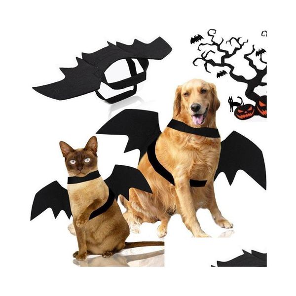 Ropa para perros Negro Mascota Gato Murciélago Fantasma Cachorro Animal Cosplay Ropa Alas Disfraz de Halloween Entrega de la gota Suministros para el jardín del hogar Dh2Ds