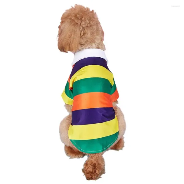 Ropa para perros Blusa Collar de solapa duradero Patrón de rayas adorables Pet Cat Suministros de jersey de dos patas